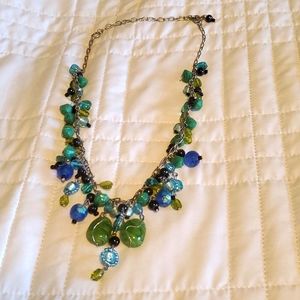 Green and Blues beaded neckalce